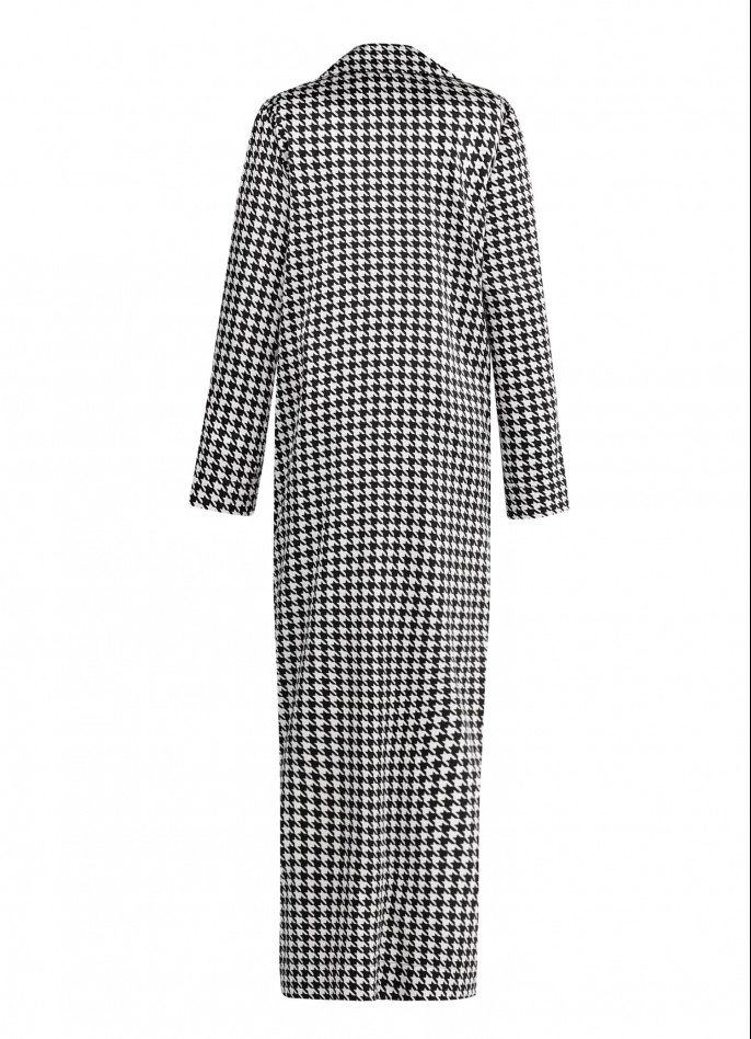 BLACK / WHITE HOUNDSTOOTH PRINTED DUSTER